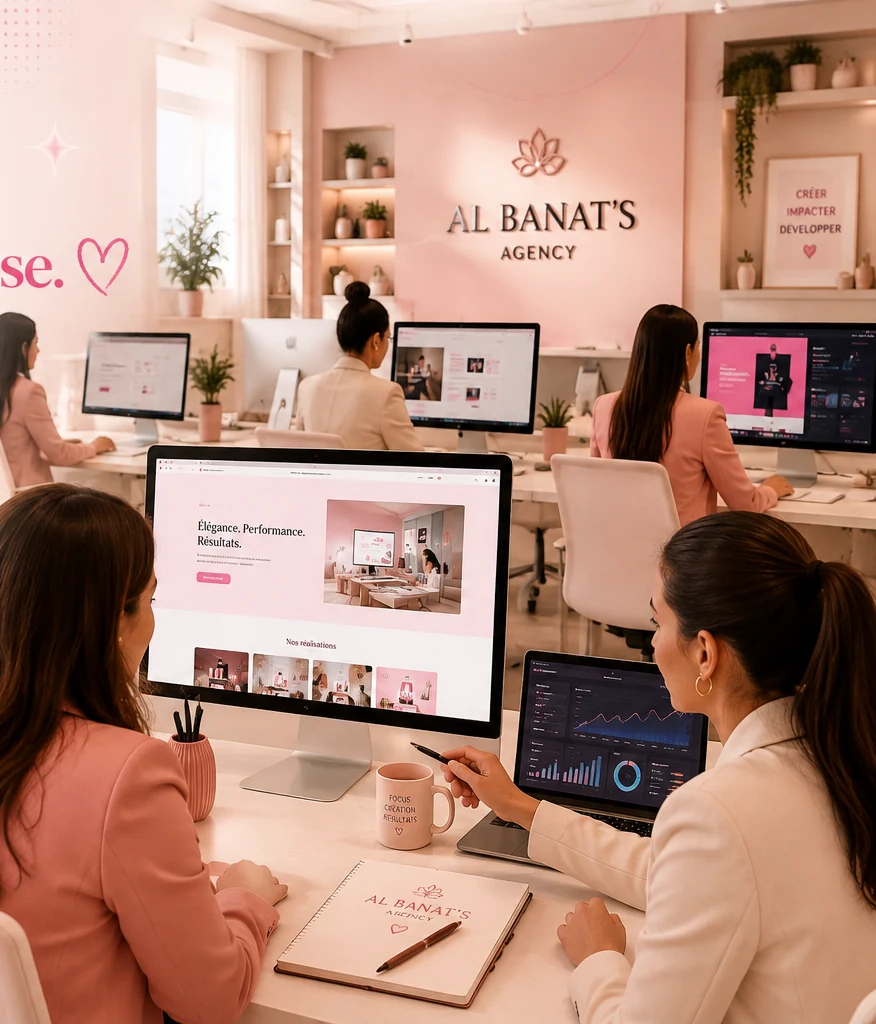 Équipe et environnement de travail d'Al Banat's Agency pour la création de sites internet